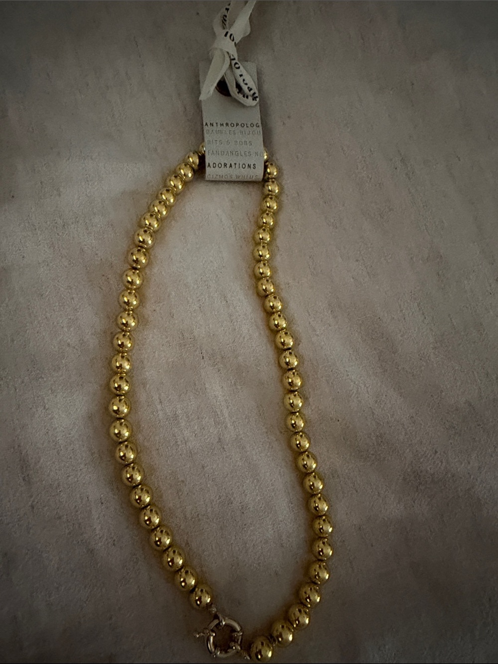 Anthropologie Shiny Gold Bead Necklace